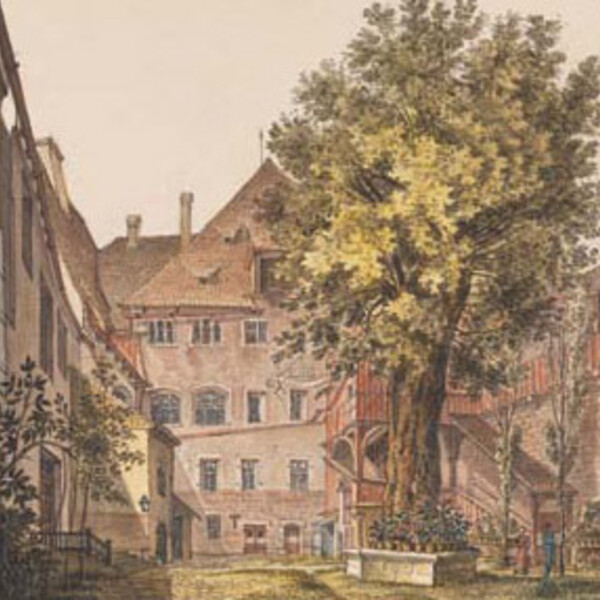Burghof mit alter Linde 1833, Zeichnung von Georg Christoph Wilder | © Germanisches Nationalmuseum, HZ 4292, Kps. 1062